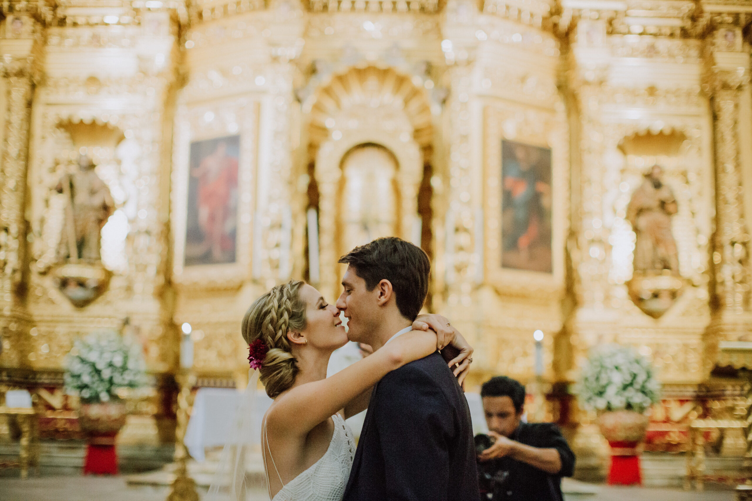 stunning bride and groom share their first kiss as husband and wife! 