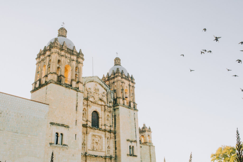 stunning Oaxaca city architecture sits against the stunning Mexican sky