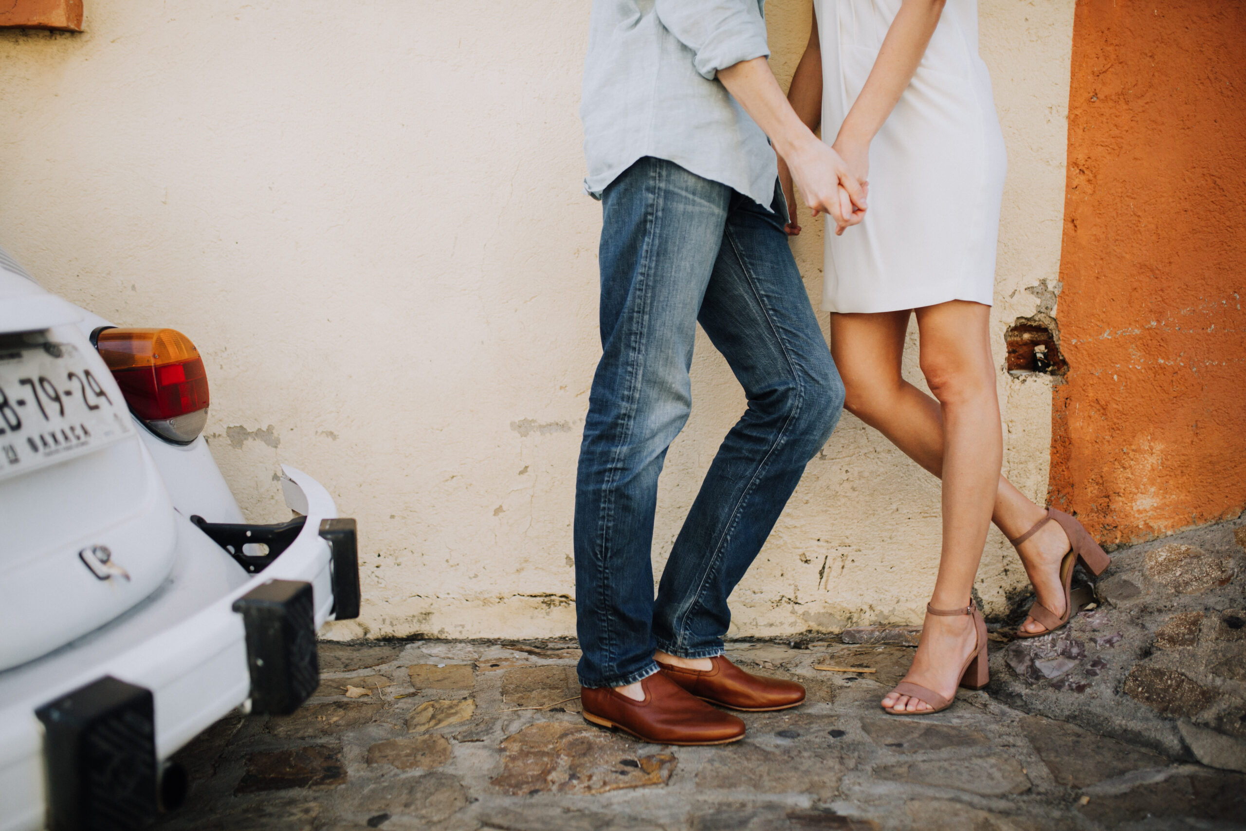 detail photo of the footwear chosen for a stunning Oaxaca engagement photoshoot
