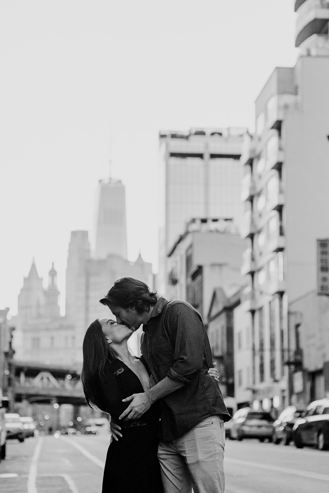New york engagement black and white