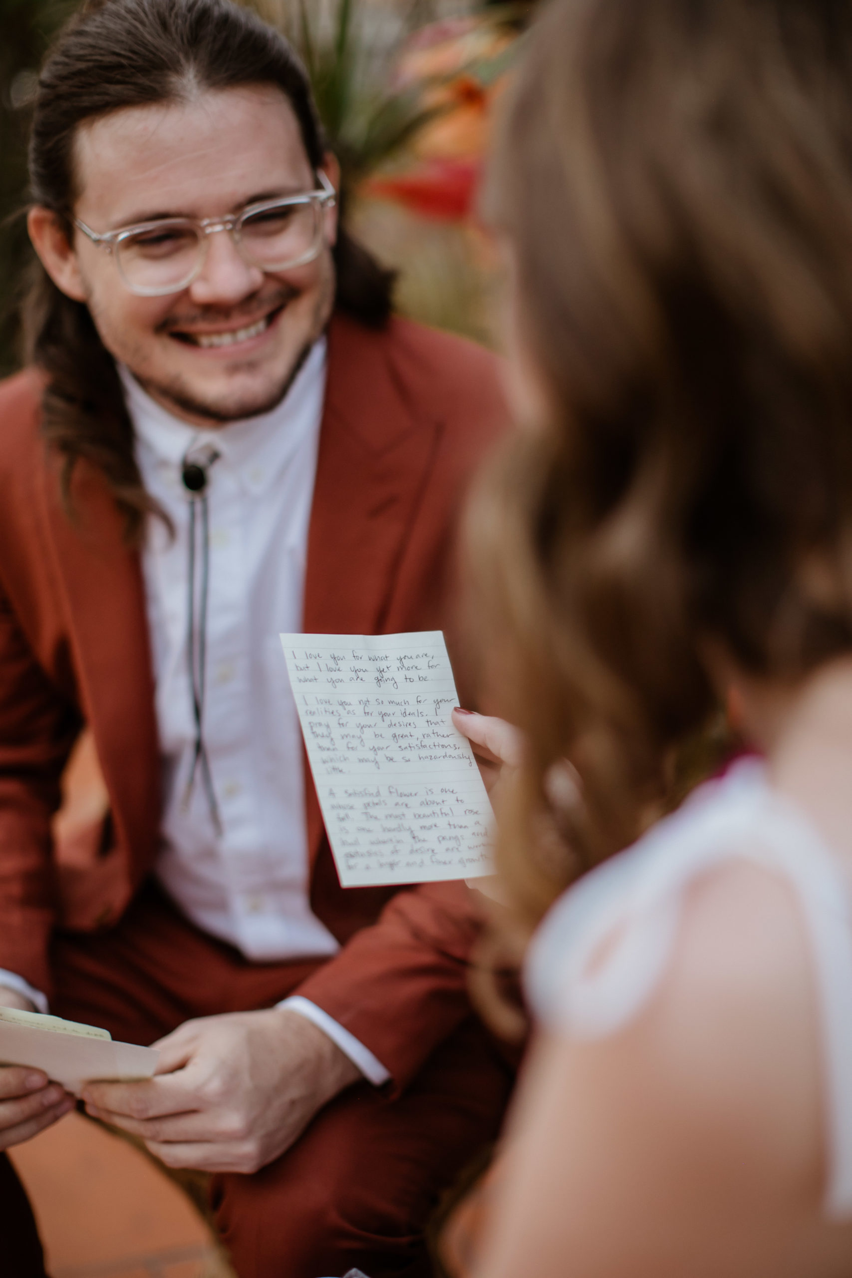 Intimate Mexico City Wedding reading vows