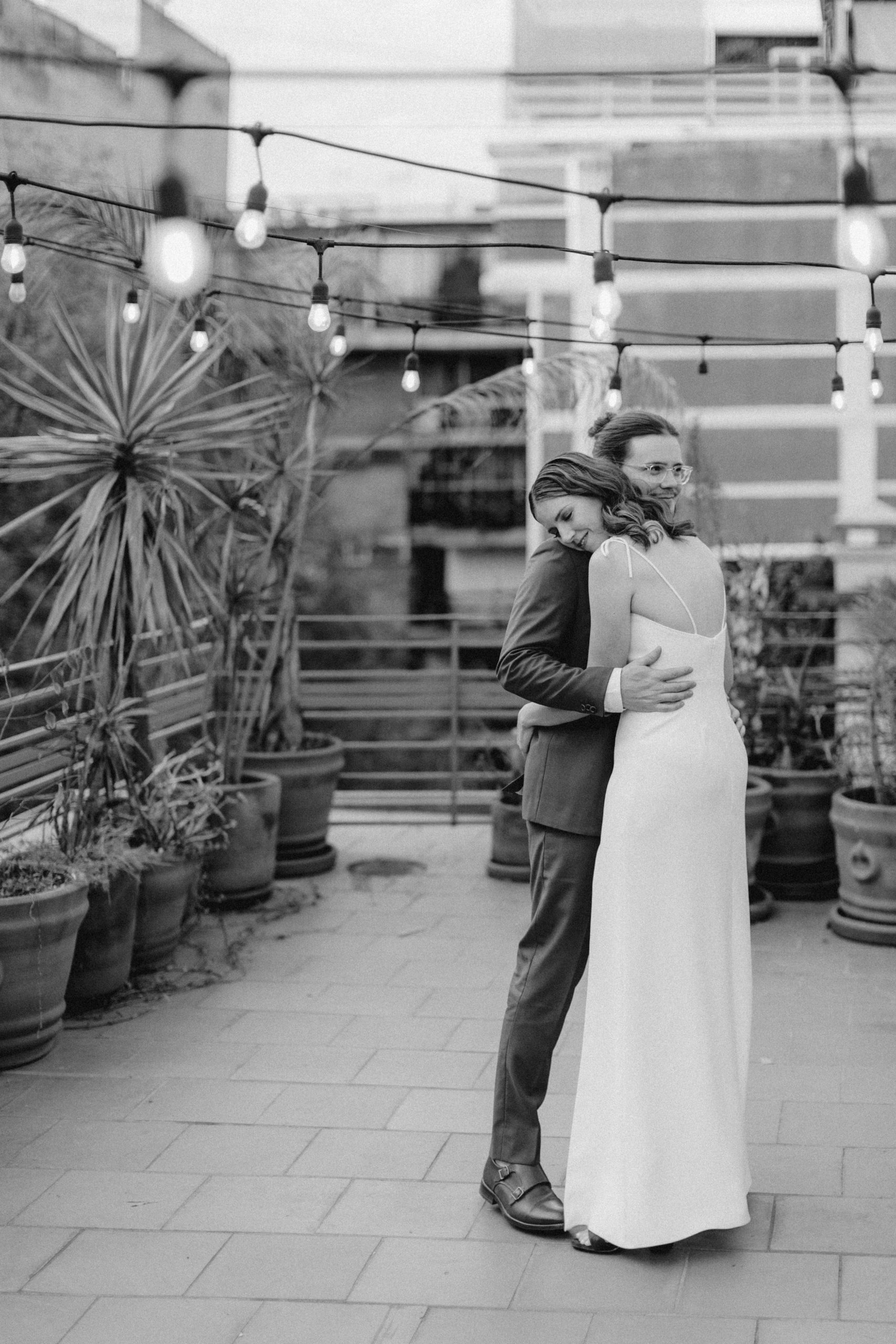 Intimate Mexico City Wedding dancing on a rooftop
