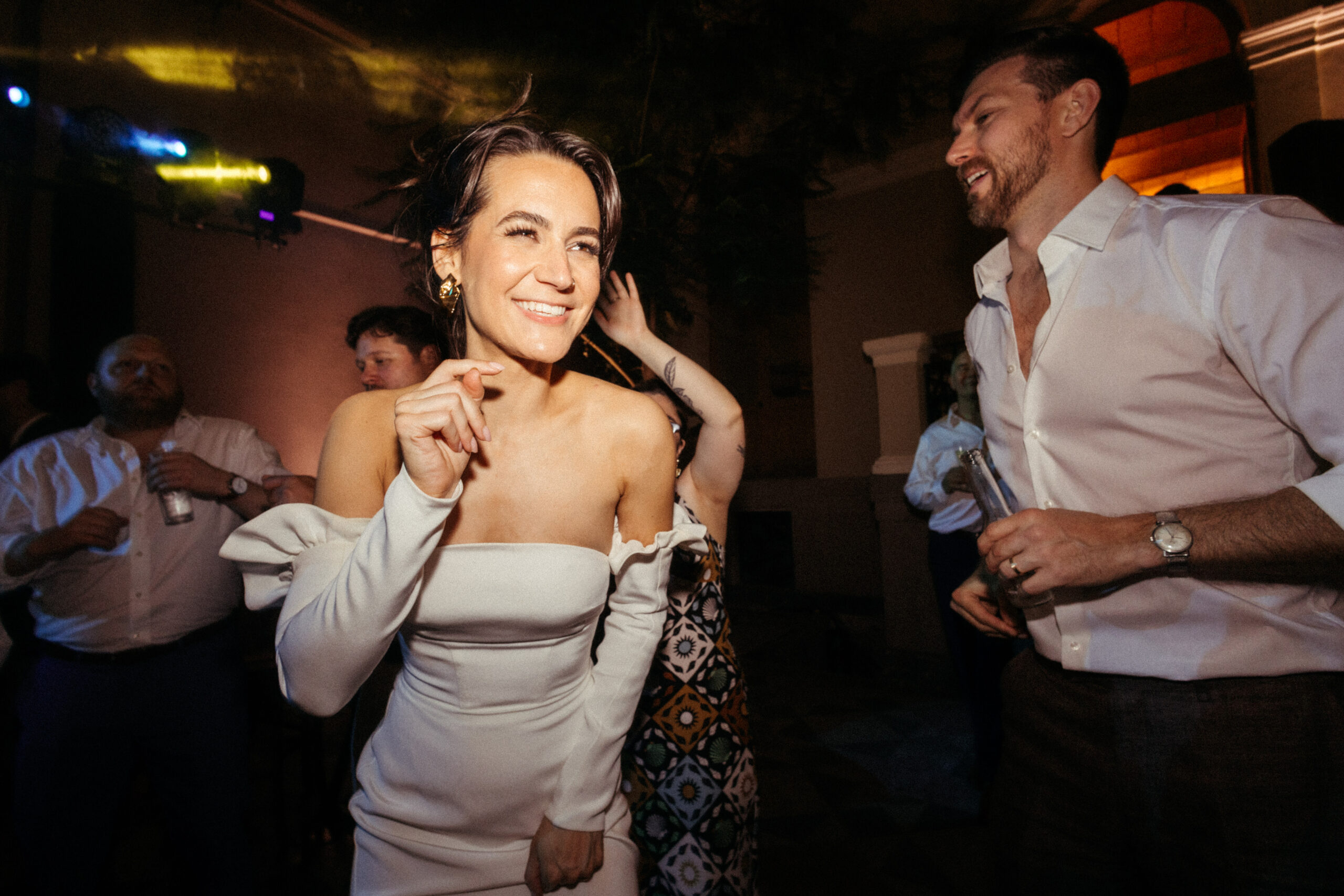 Bride and groom share a dance with their guests during their dreamy reception at Salon Barcelona in Mexico City, Mexico!