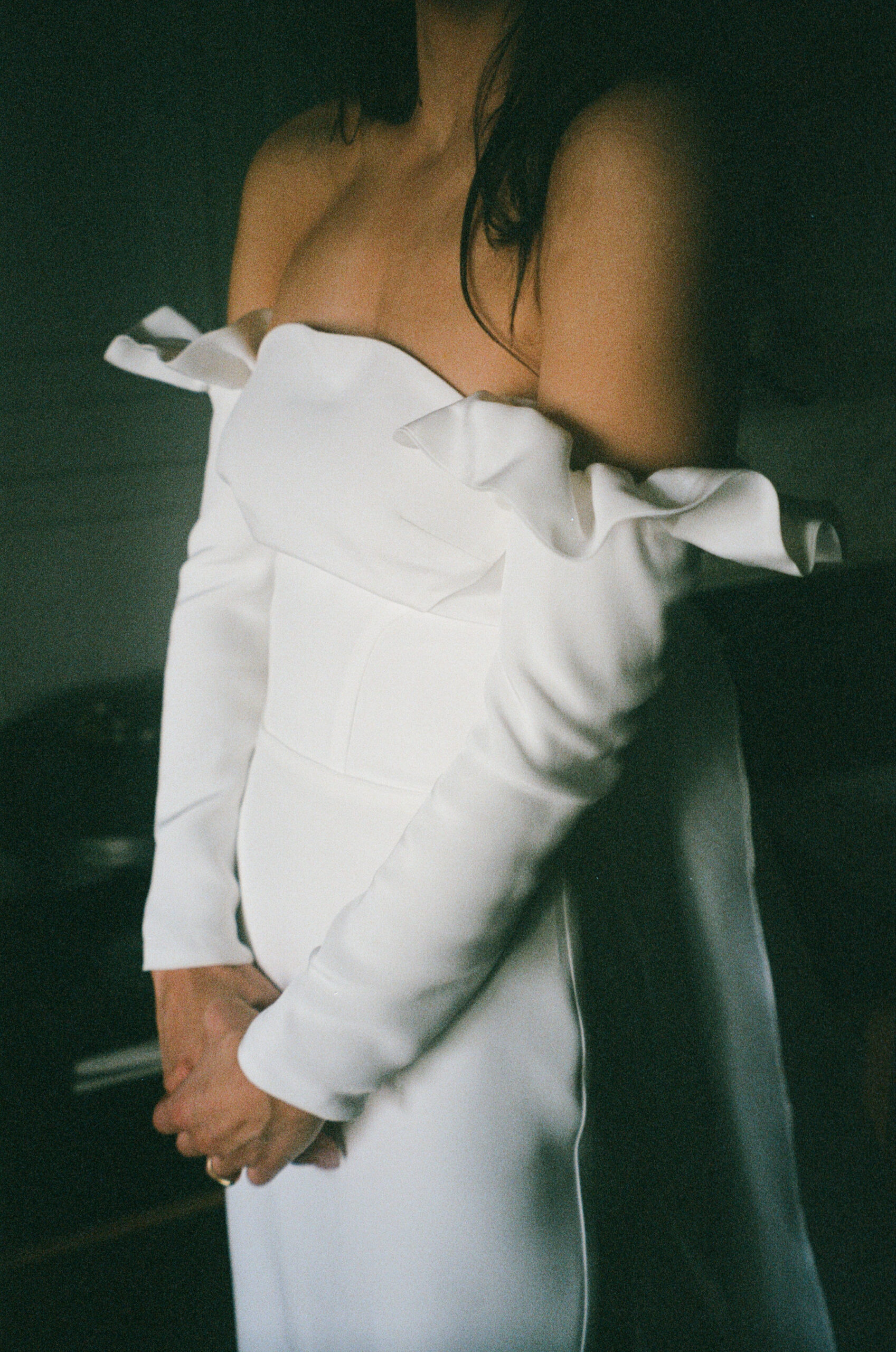 Sarah Seven Wedding dress with custom sleeves on her wedding day in Mexico City, Mexico in film.