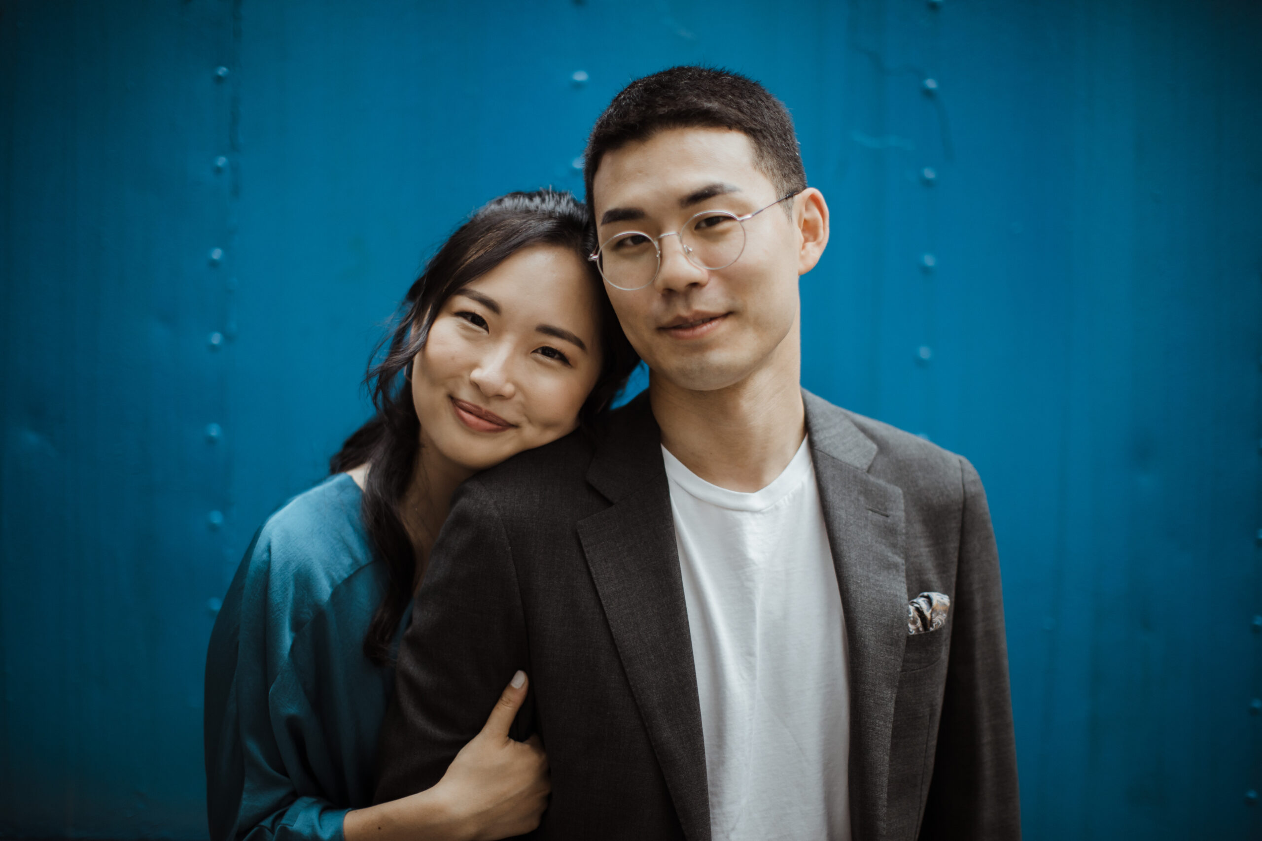 Stunning couple poses during their West Village engagement photoshoot