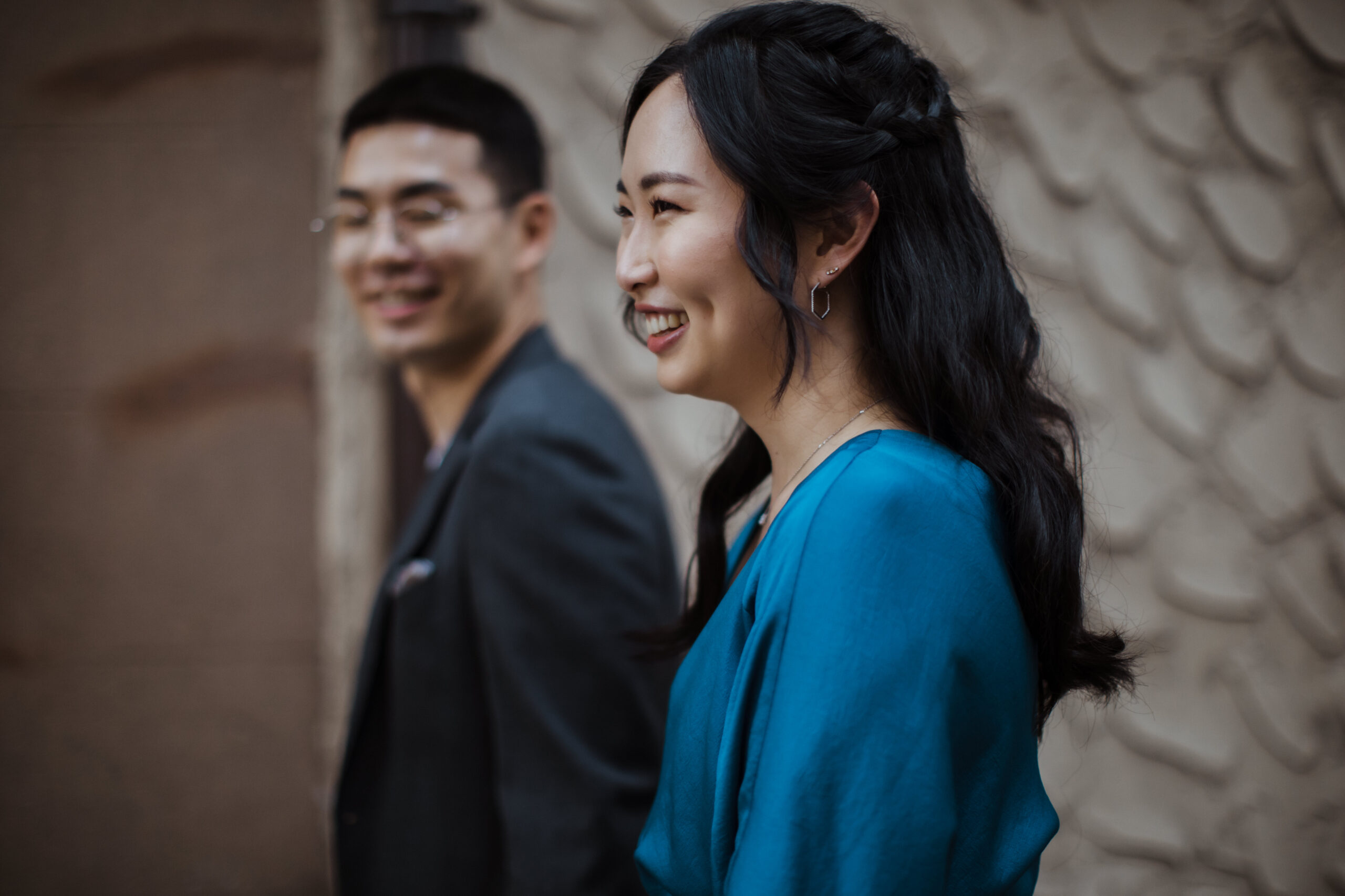 Stunning couple smile together during their New York Engagement session!
