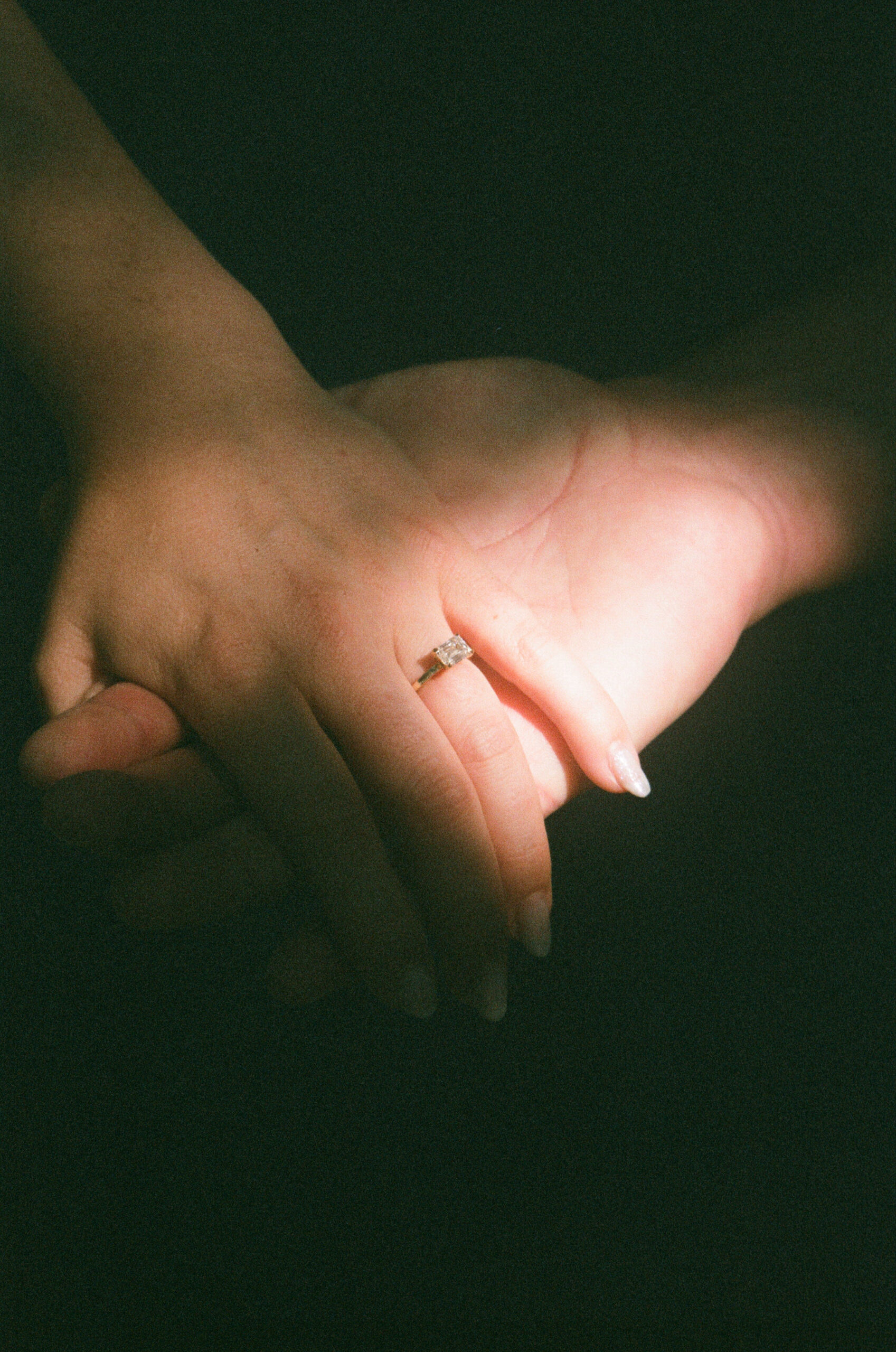 film photo of engagement ring