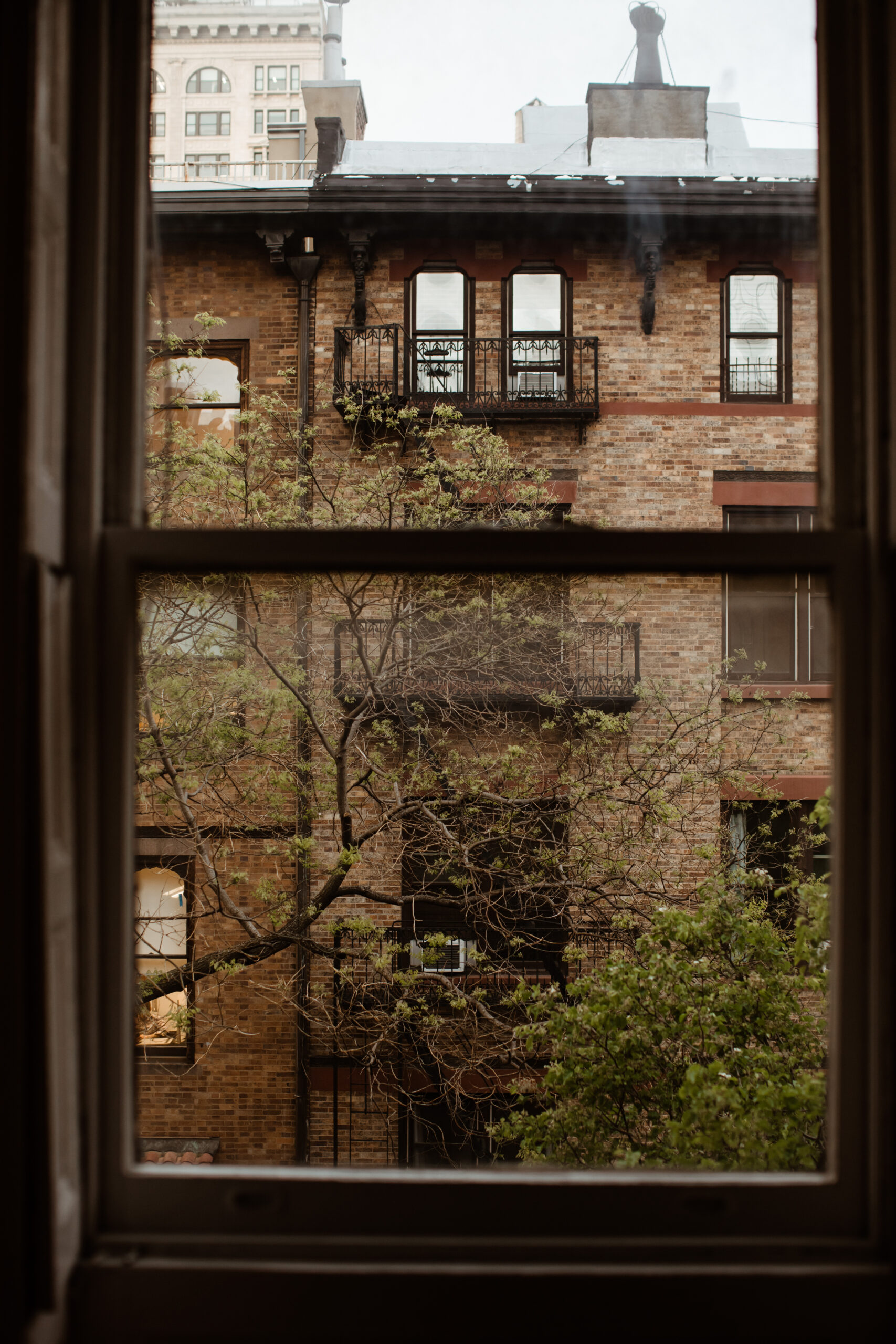 Beautiful brick building in West Village New York during a stunning outdoor engagement photos