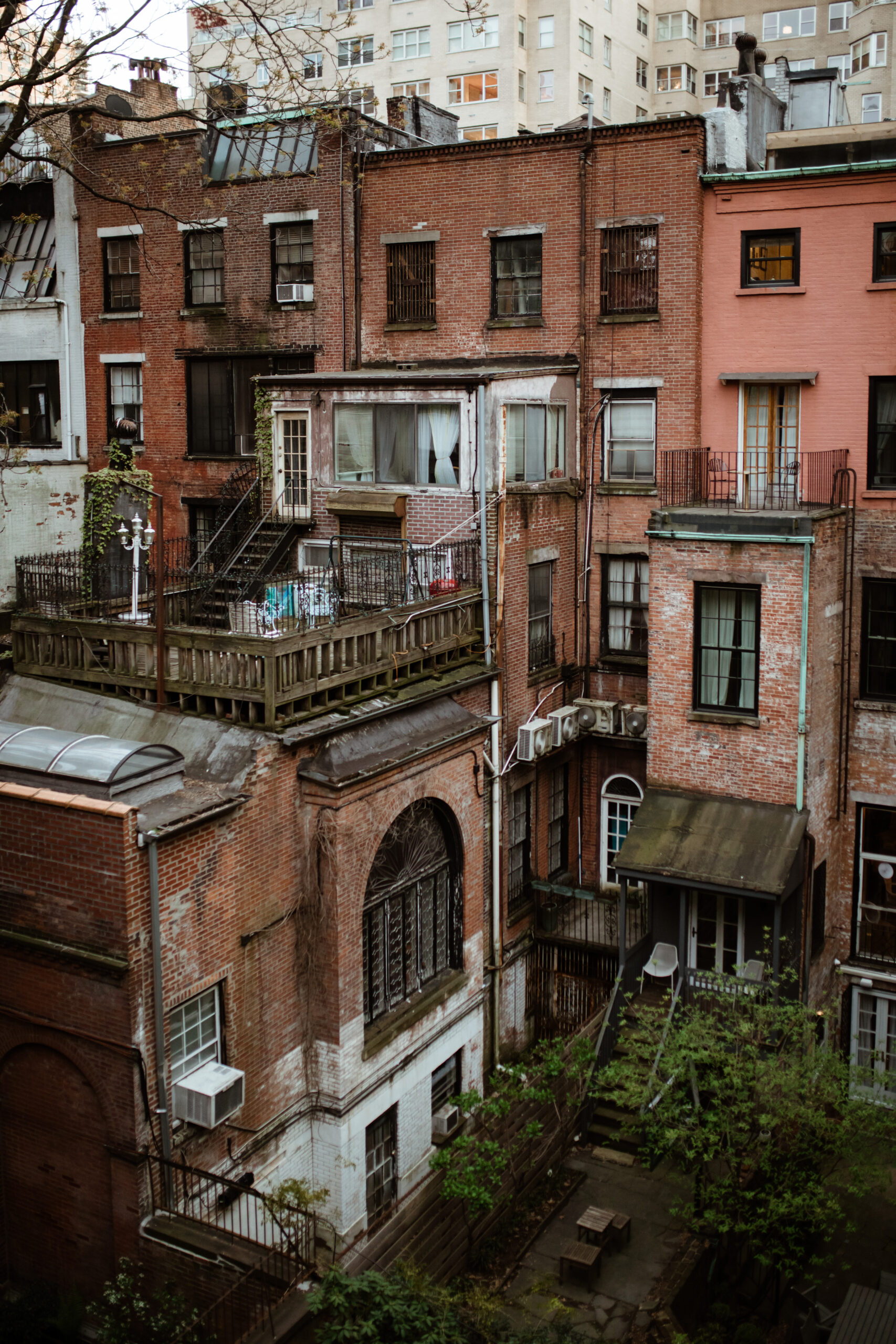 Beautiful brick buildings in West Village New York during a dreamy outdoor engagement photos