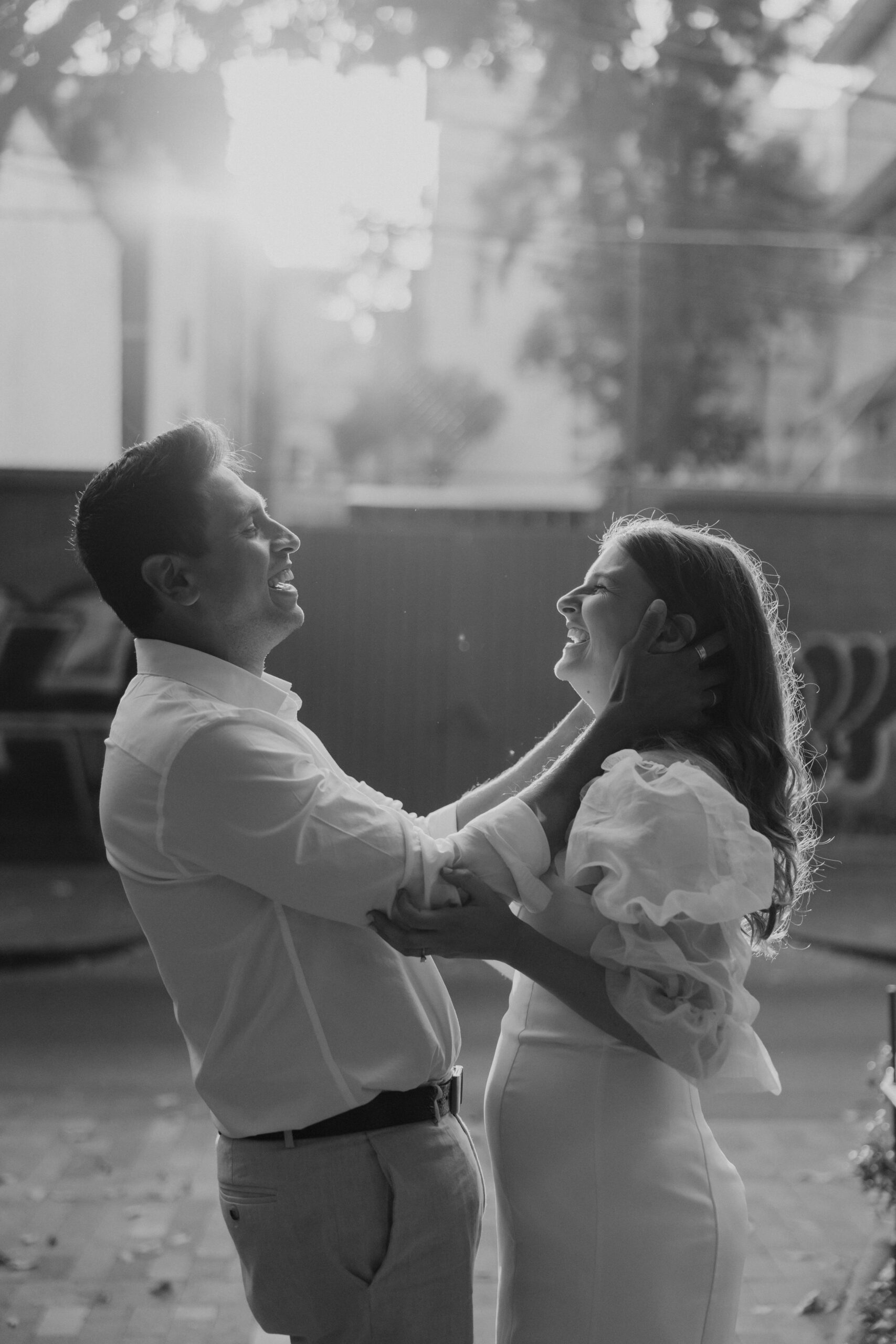 Stunning couple pose intimately together during their Mexico City engagement photos