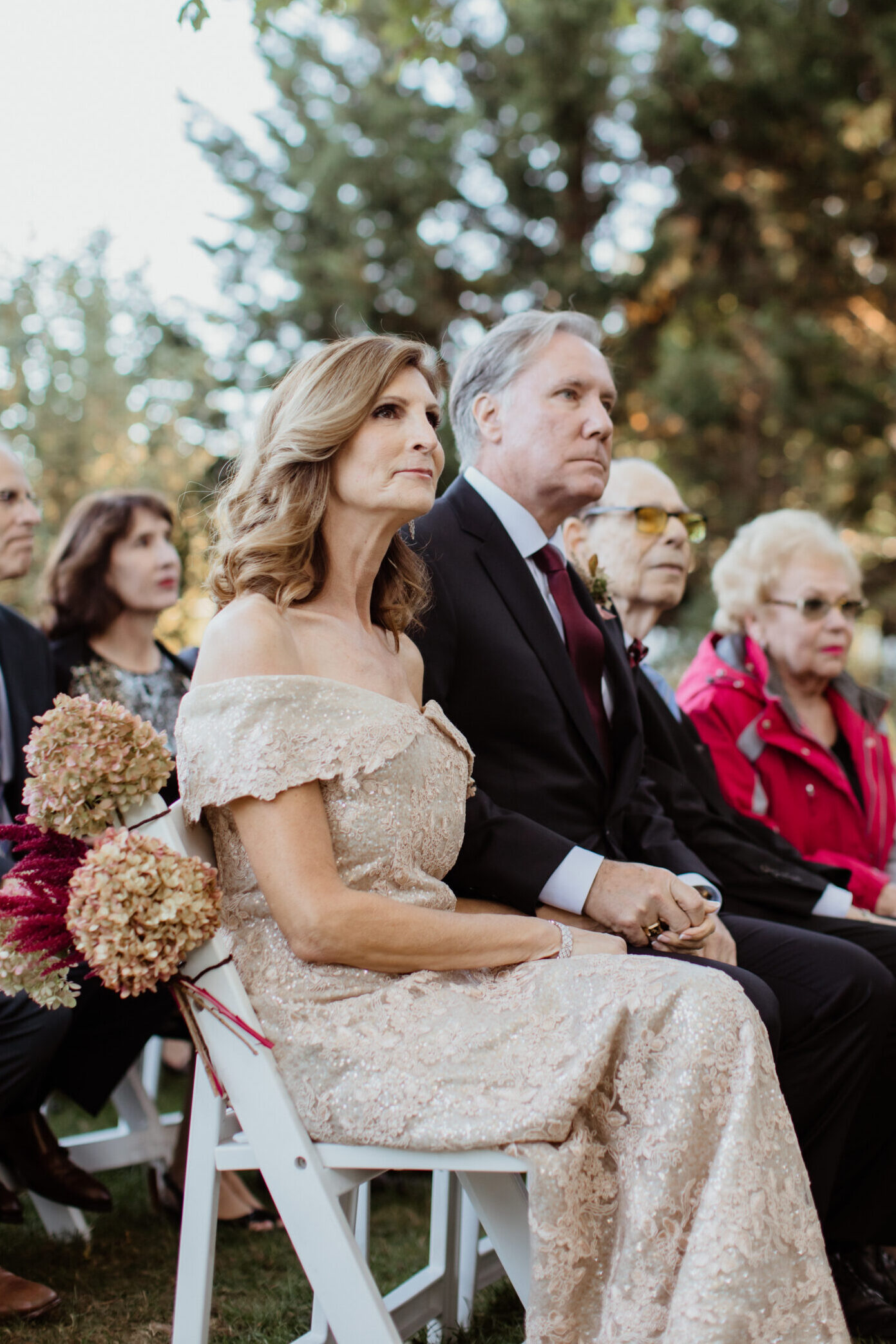 Guests watch the stunning Bedell winery wedding