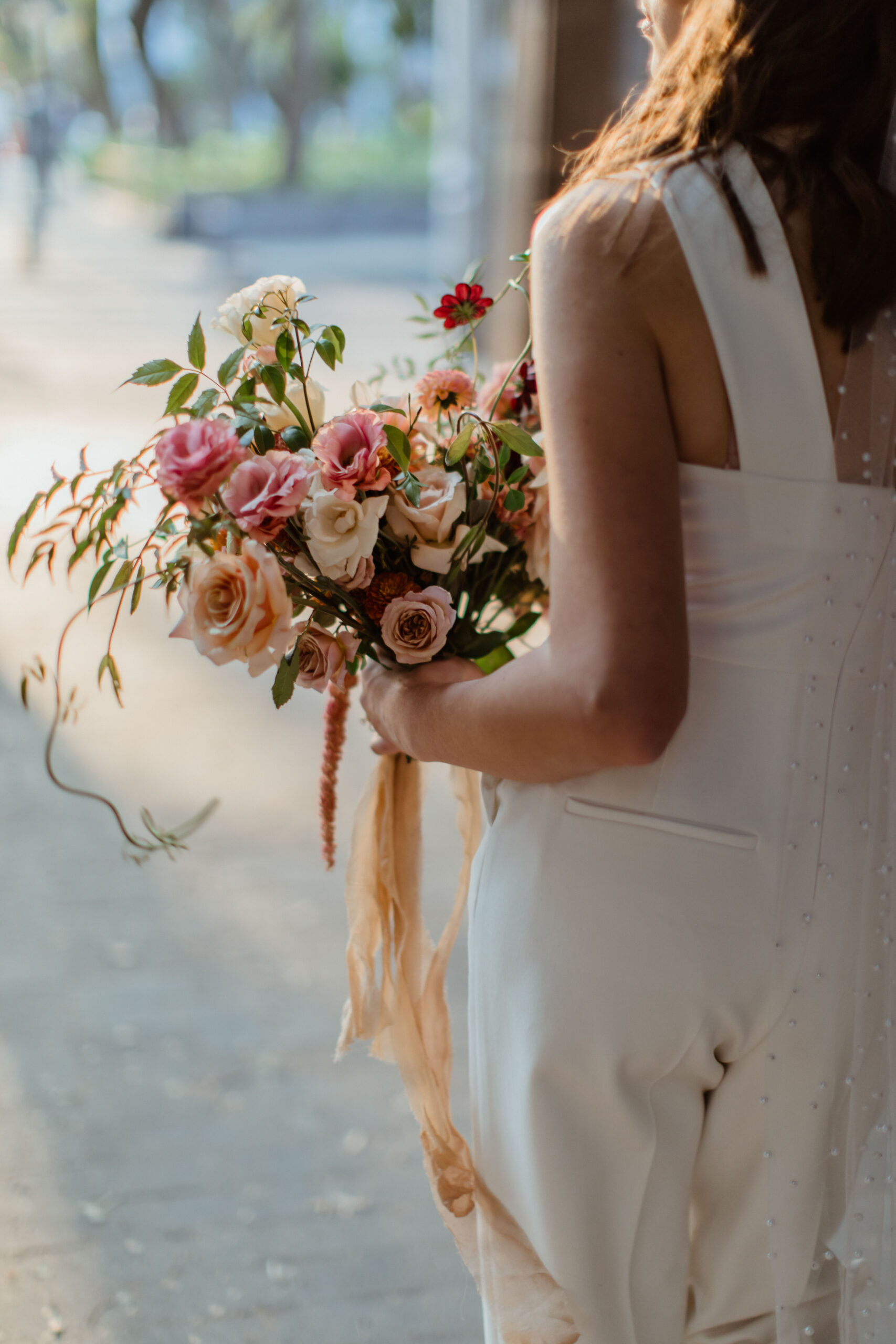 Beautiful bride poses on her stunning Mexico city elopement day