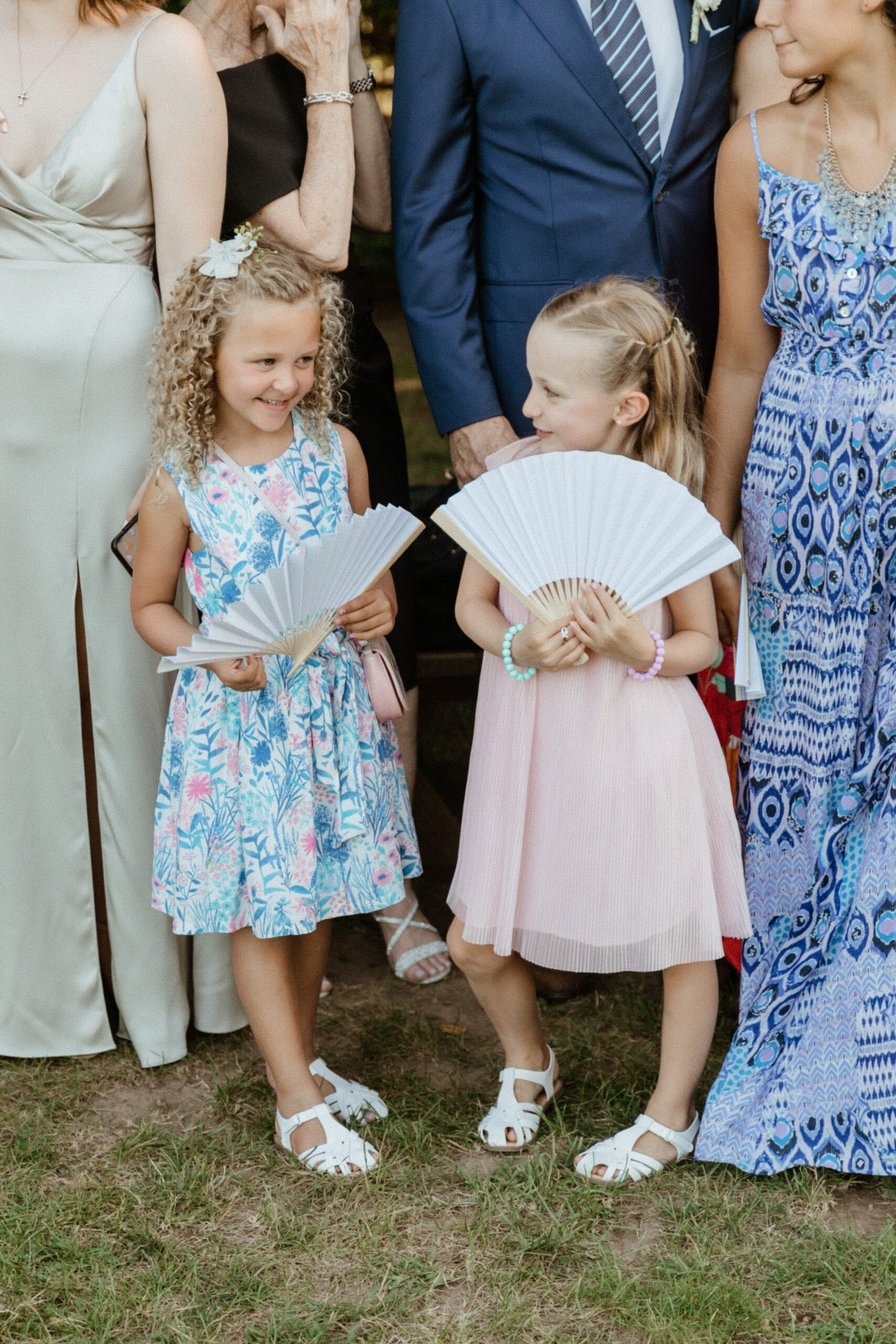 Little girls laugh during the wedding day