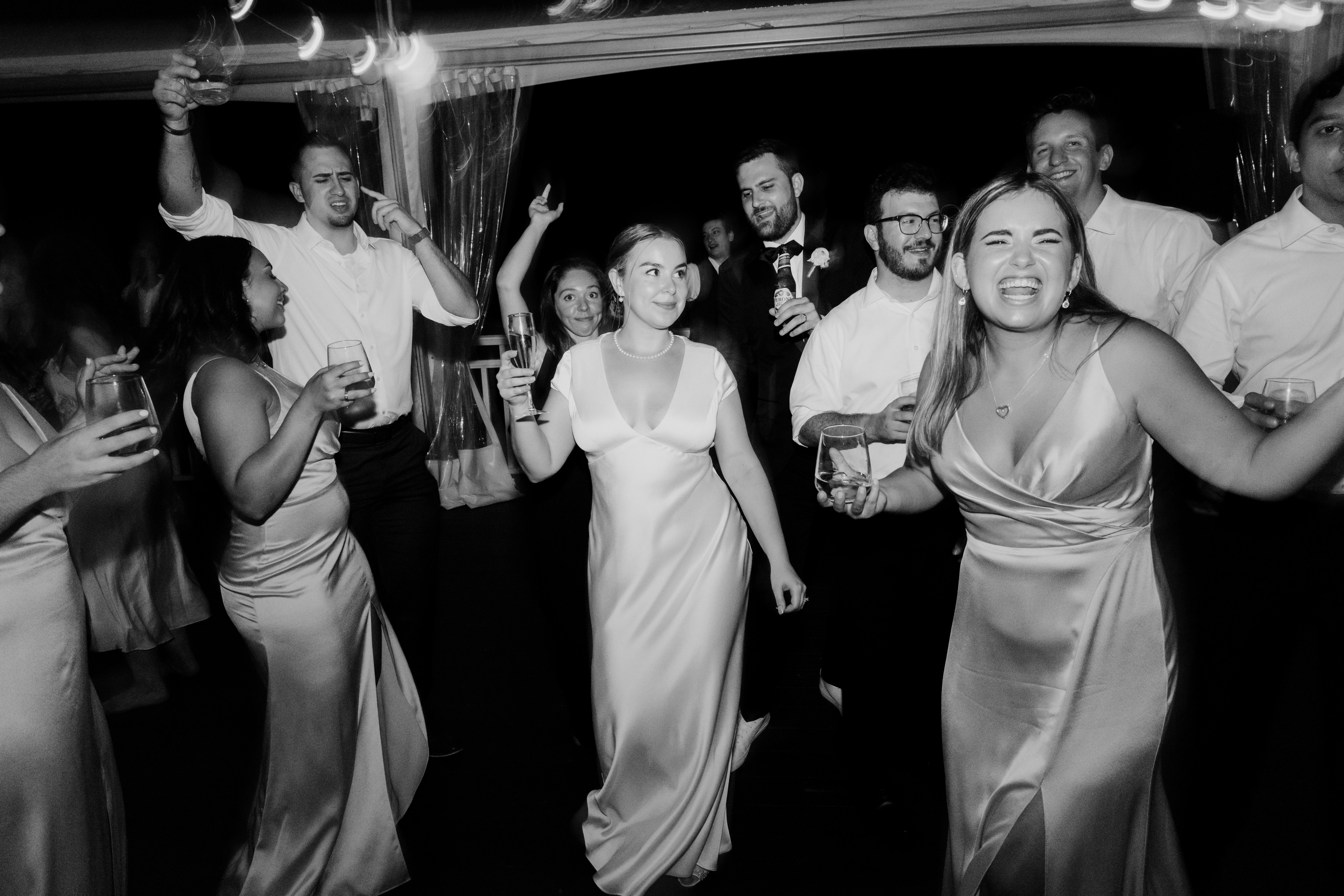 Guests dance the night away after the stunning New York wedding reception