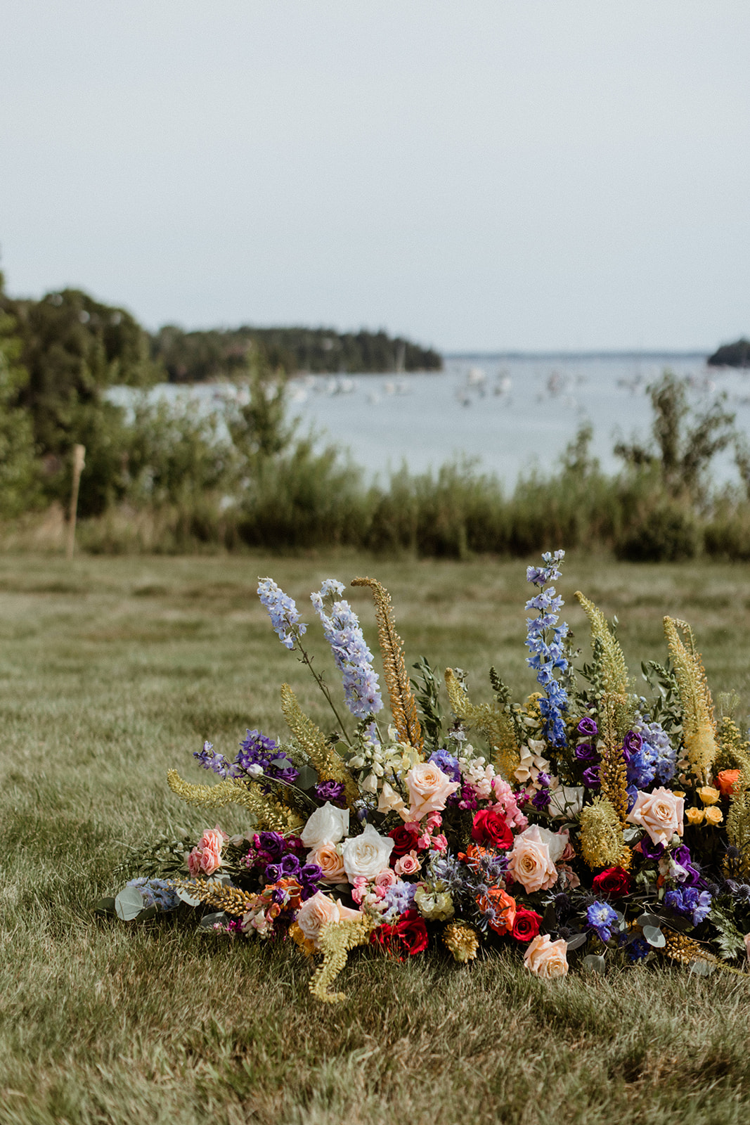 stunning flowers have a great view of the Maine harbor