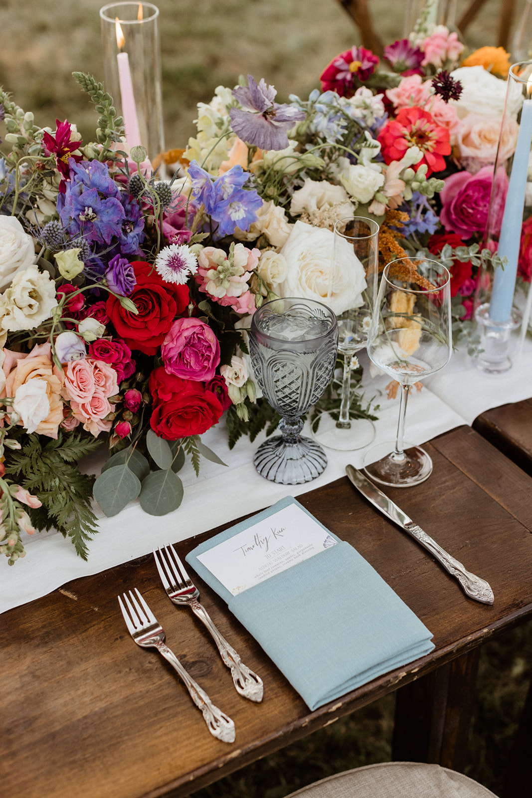 abundant Maine wedding reception  florals ready for the party