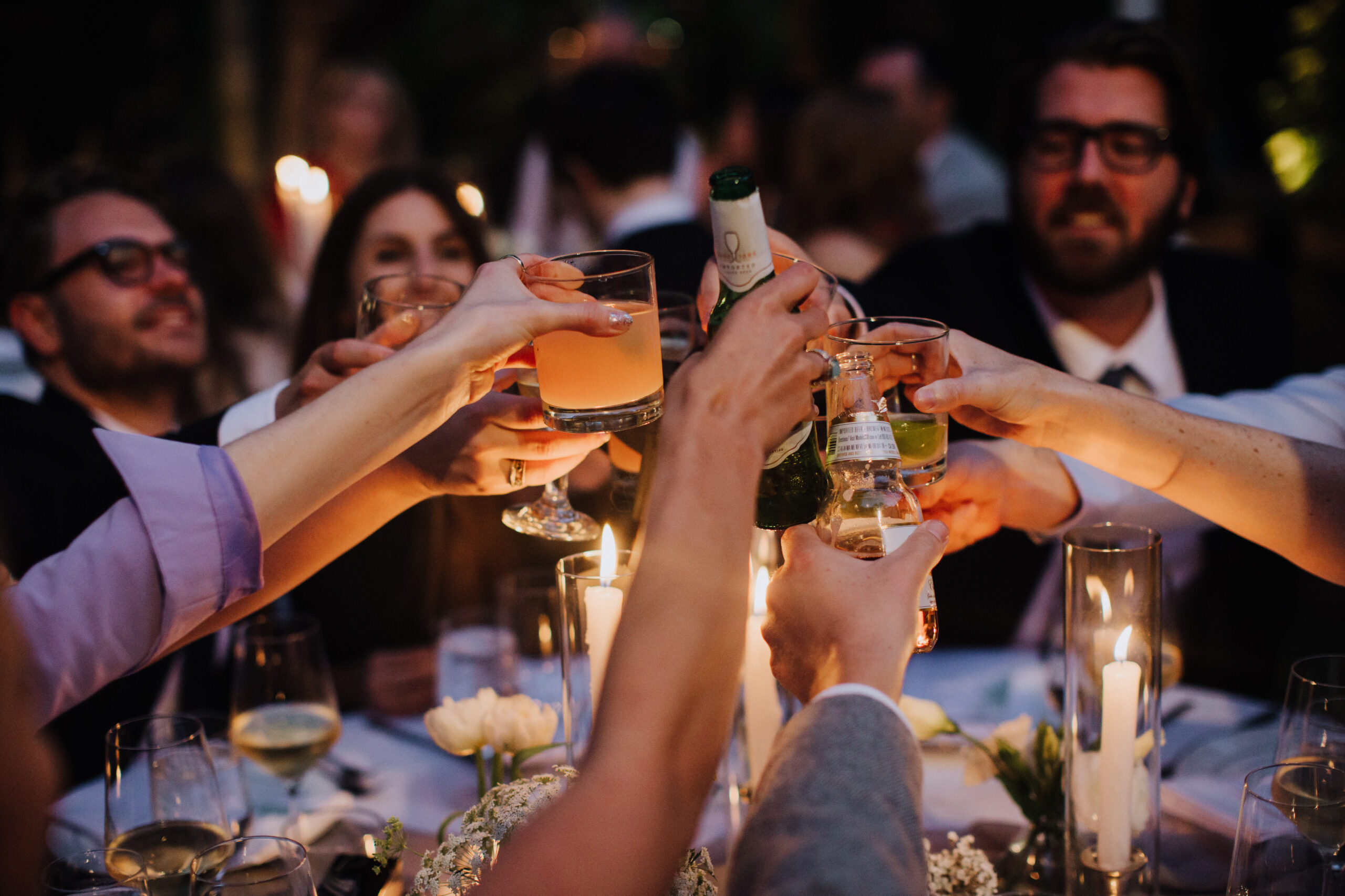 guests toast during the dreamy wedding reception