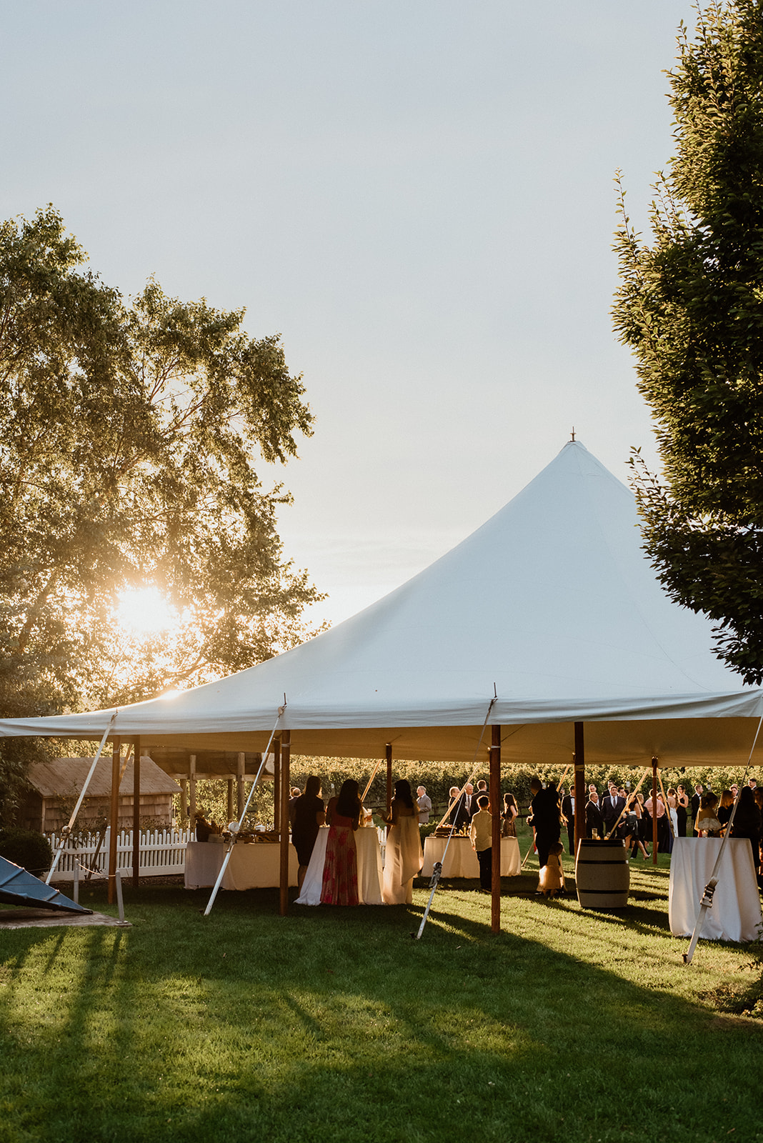 guests mingle during cocktail hour at Bedell Cellars