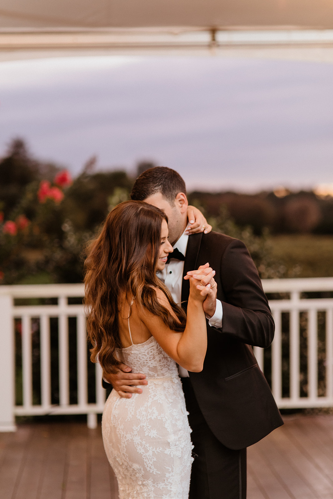 gorgeous bride and groom share their first dance at husband and wife 