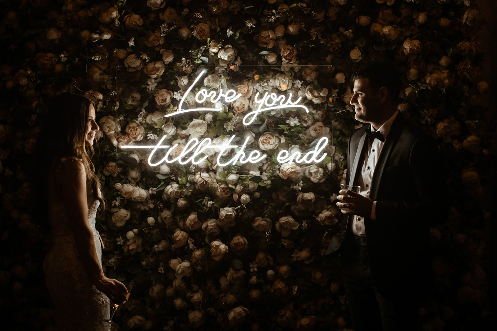 gorgeous bride and groom pose together after their vineyard wedding on long island