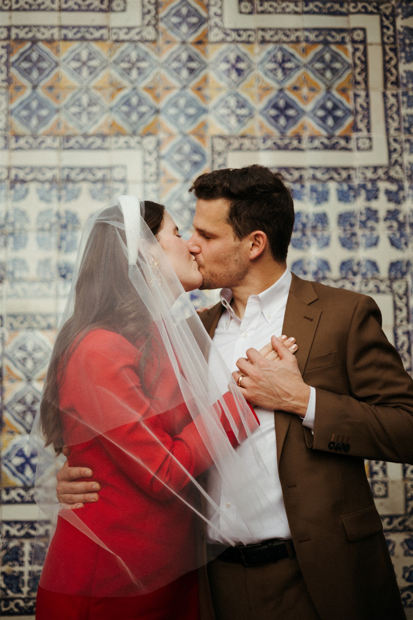 bride and groom walk the streets of Mexico City together after their dreamy elopement 