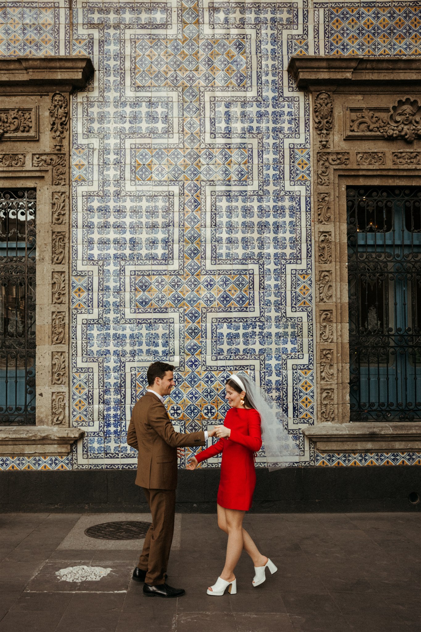  stunning bride and groom pose in Mexico City after their elegant destination elopement