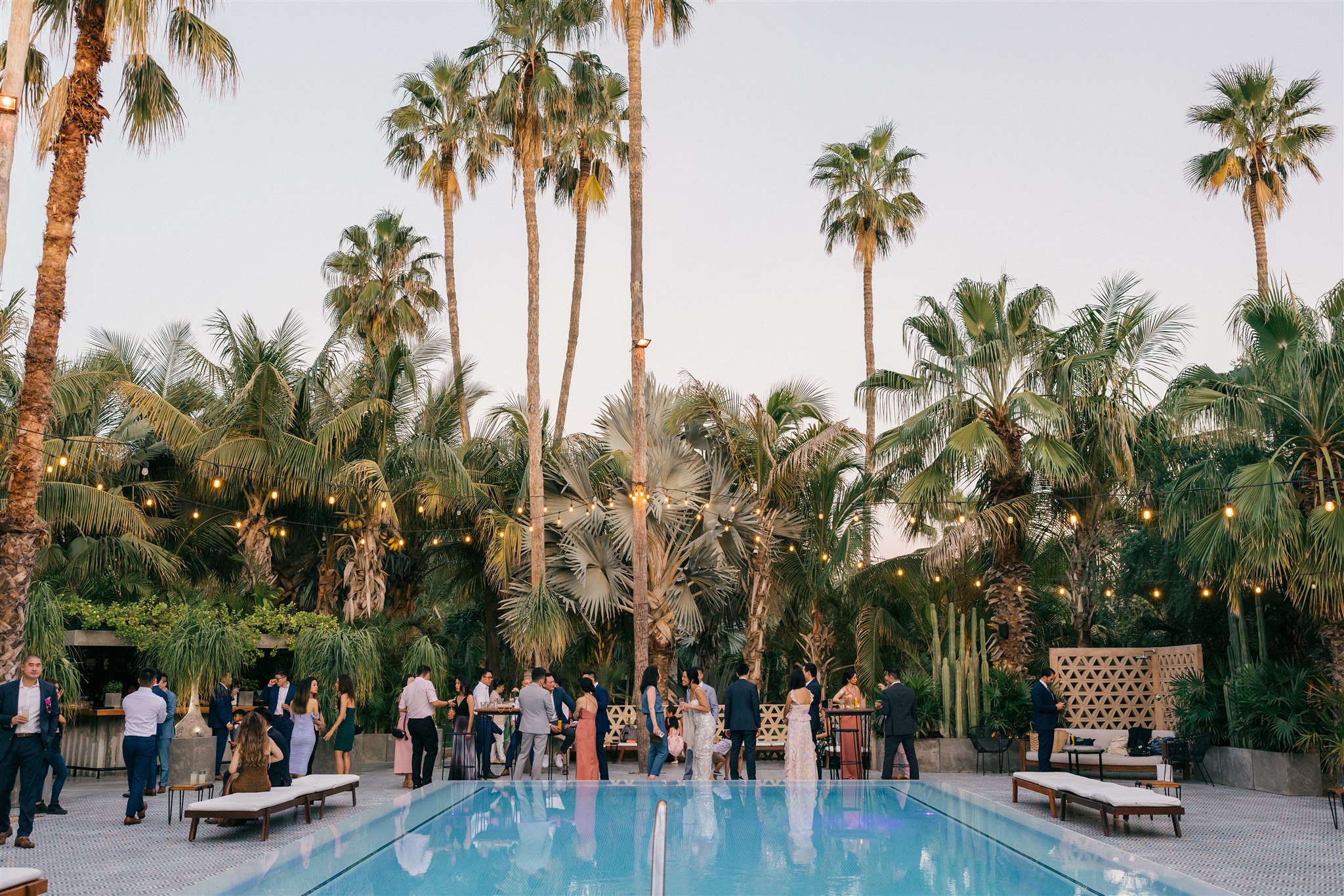 guests mingle during the tropical cocktail hour