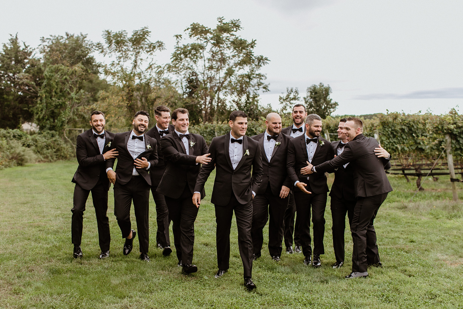 Groomsmen at the vineyard wedding