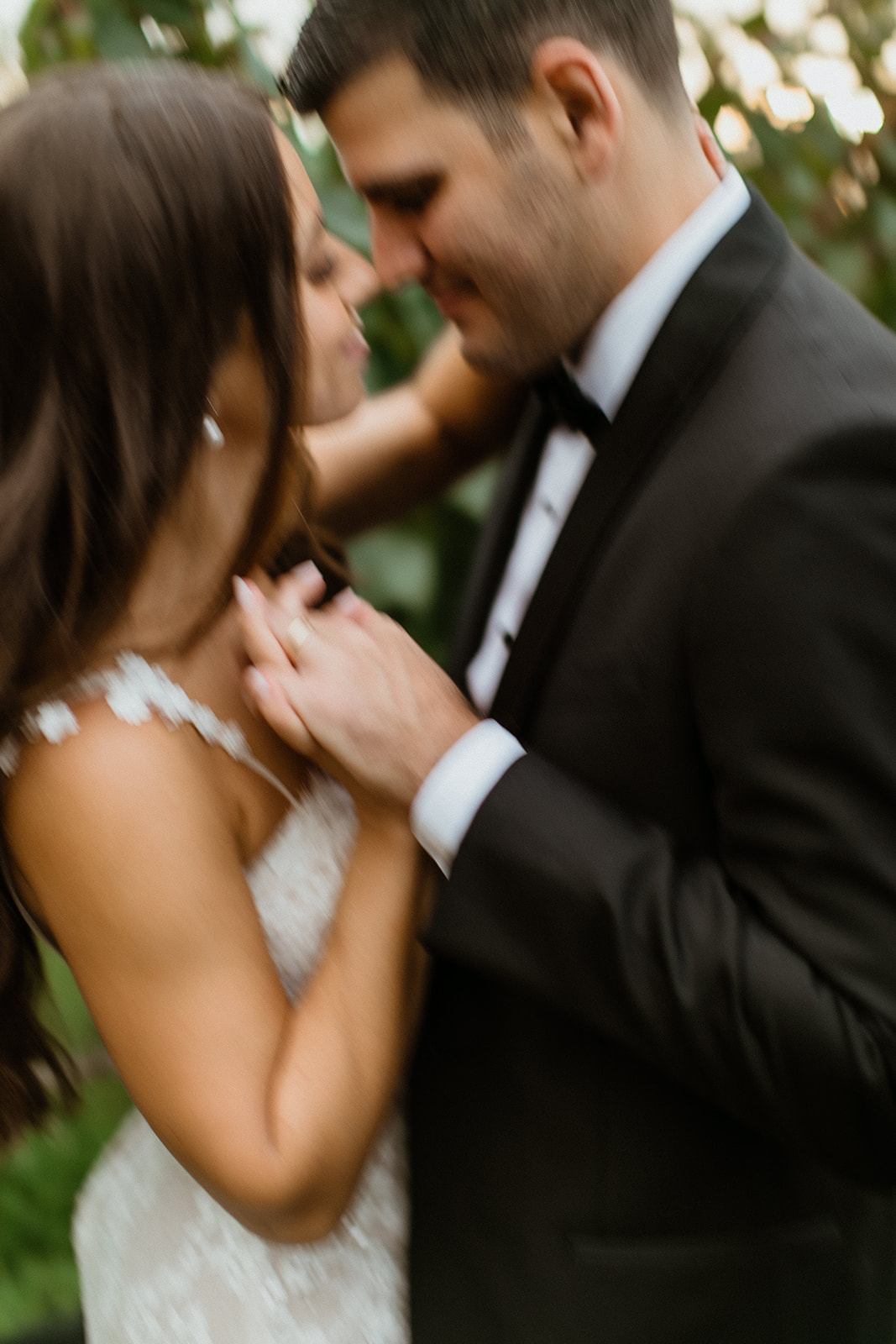 gorgeous bride and groom pose together after their vineyard wedding on long island