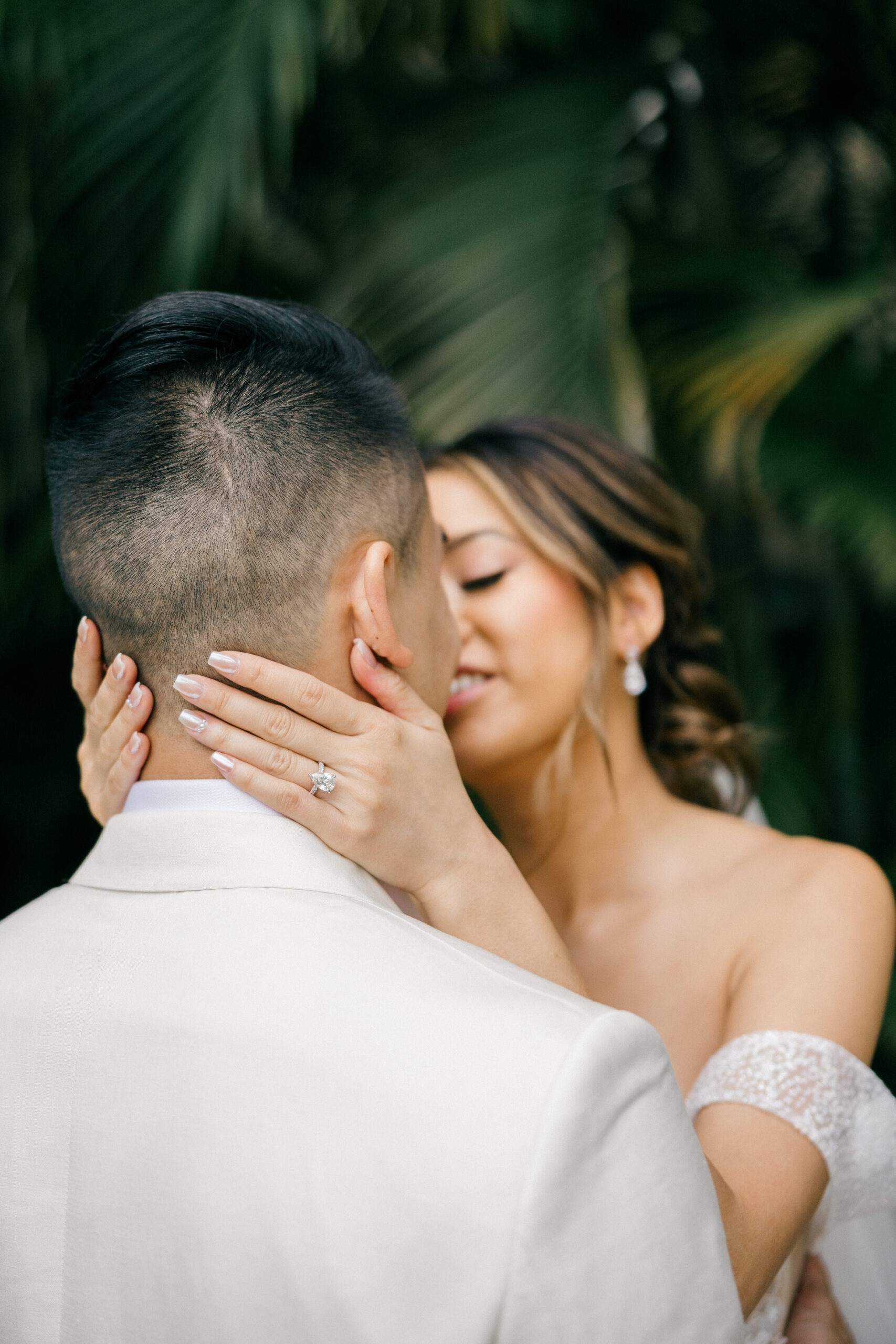 bride and groom pose together after their dreamy Cancun wedding