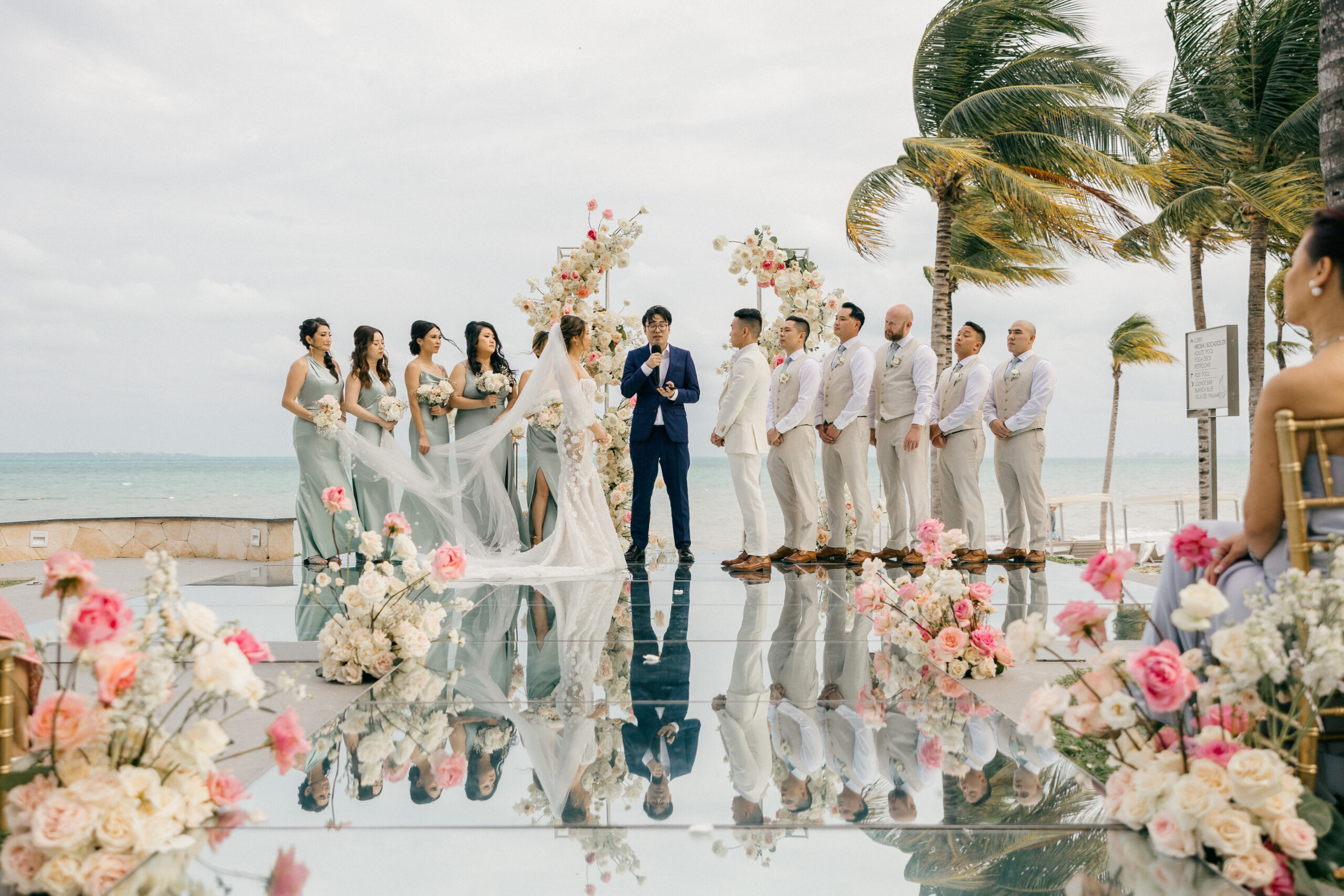 stunning tropical Cancun destination wedding ceremony