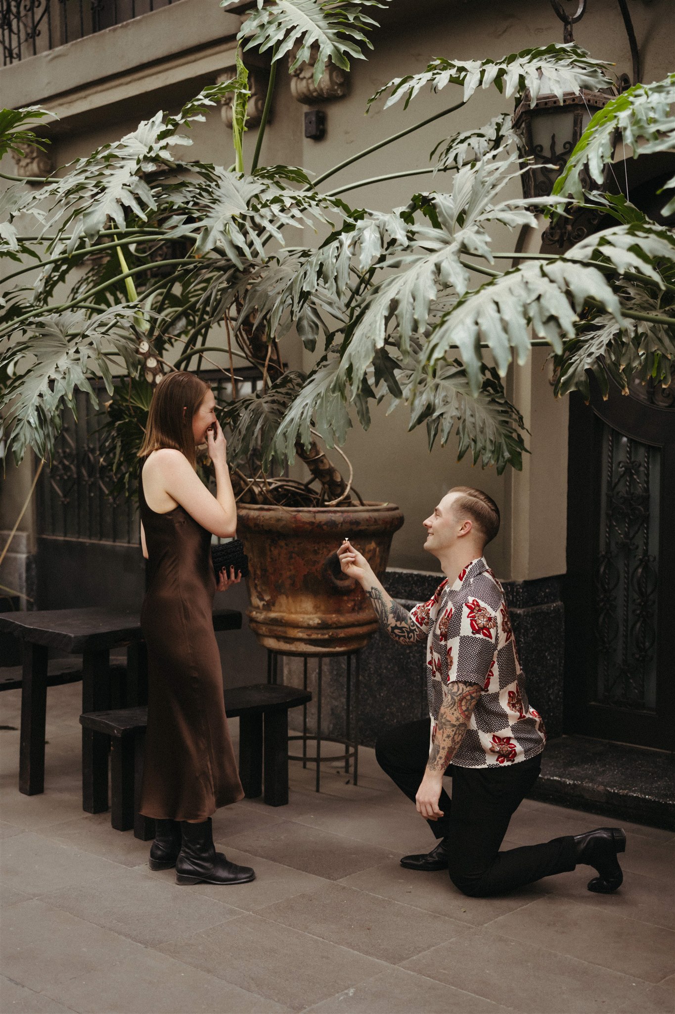 beautiful surprise proposal moment during a Mexico City engagement photoshoot