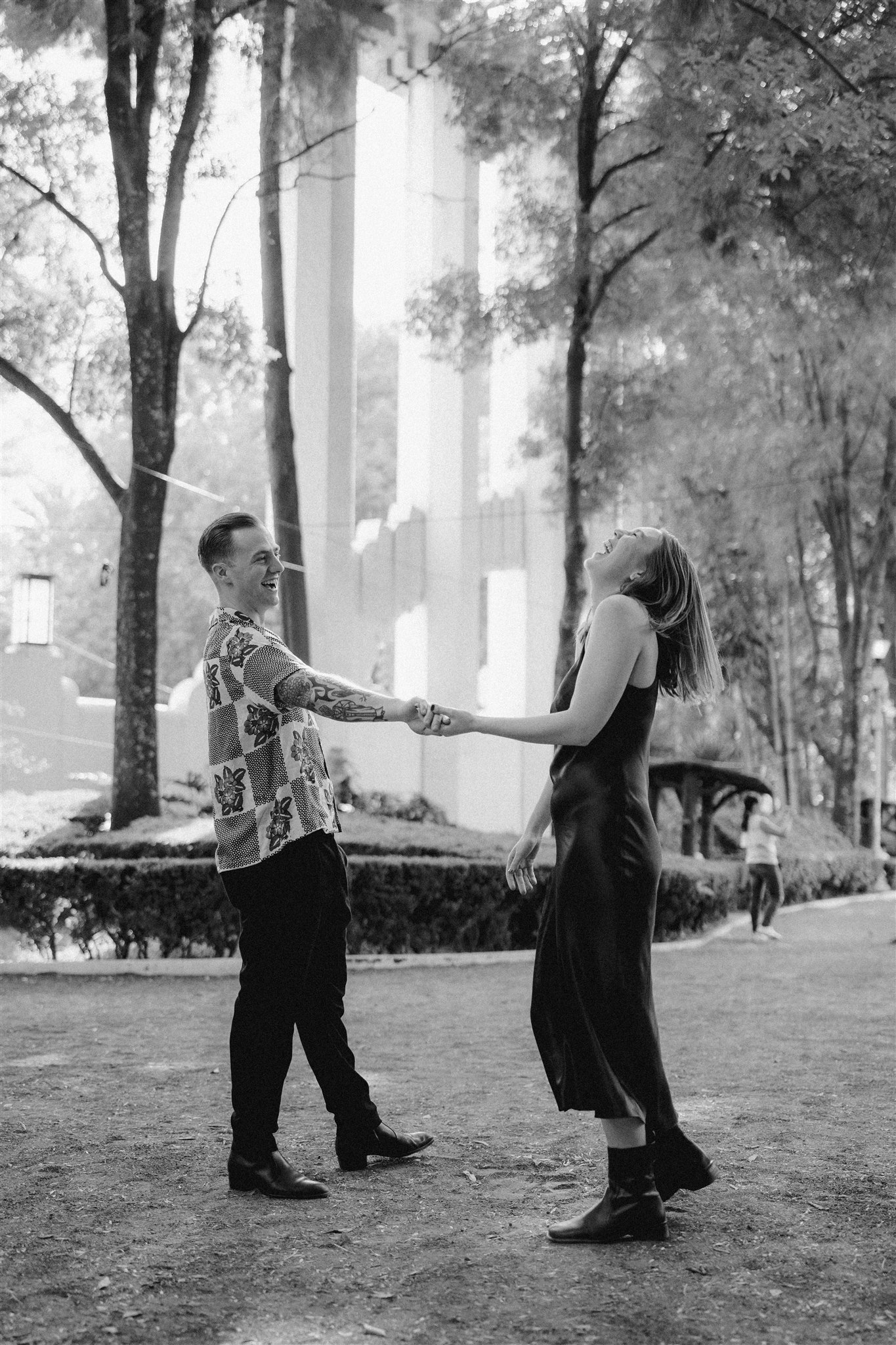 stunning couple celebrate during their Mexico City surprise proposal photoshoot