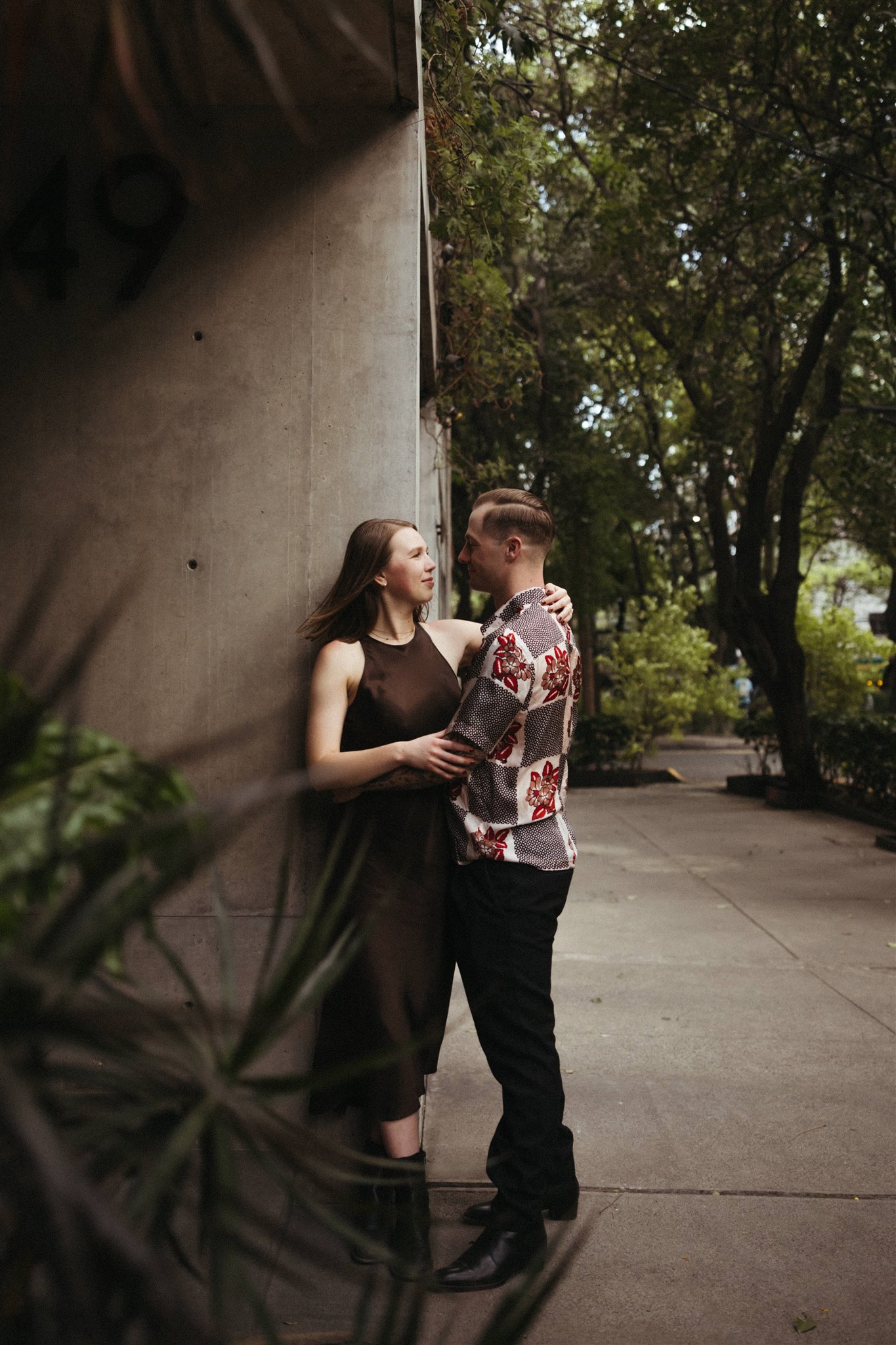 beautiful couple pose together during their Mexico City surprise proposal photoshoot 