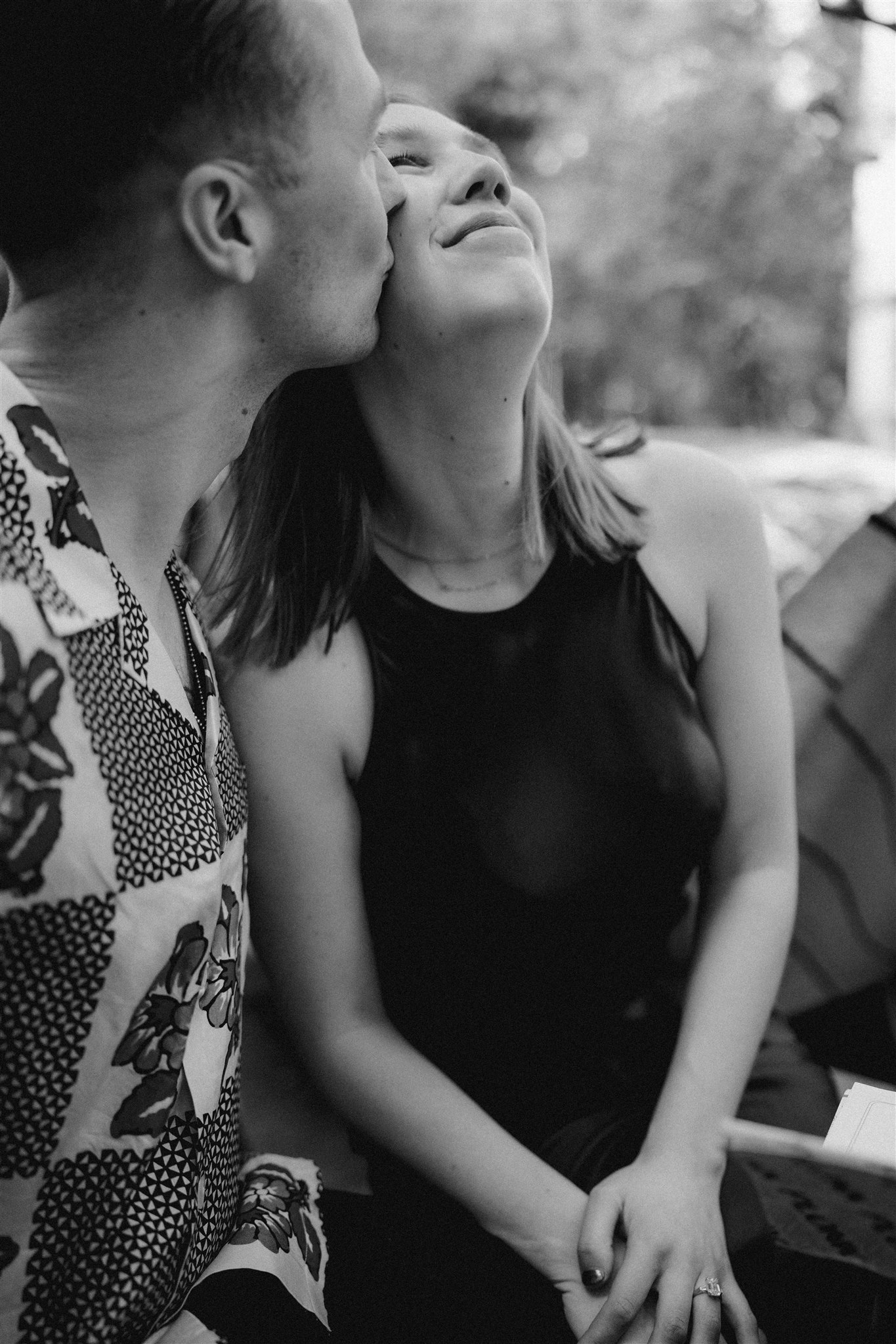 beautiful couple pose together during their Mexico City surprise proposal photoshoot 