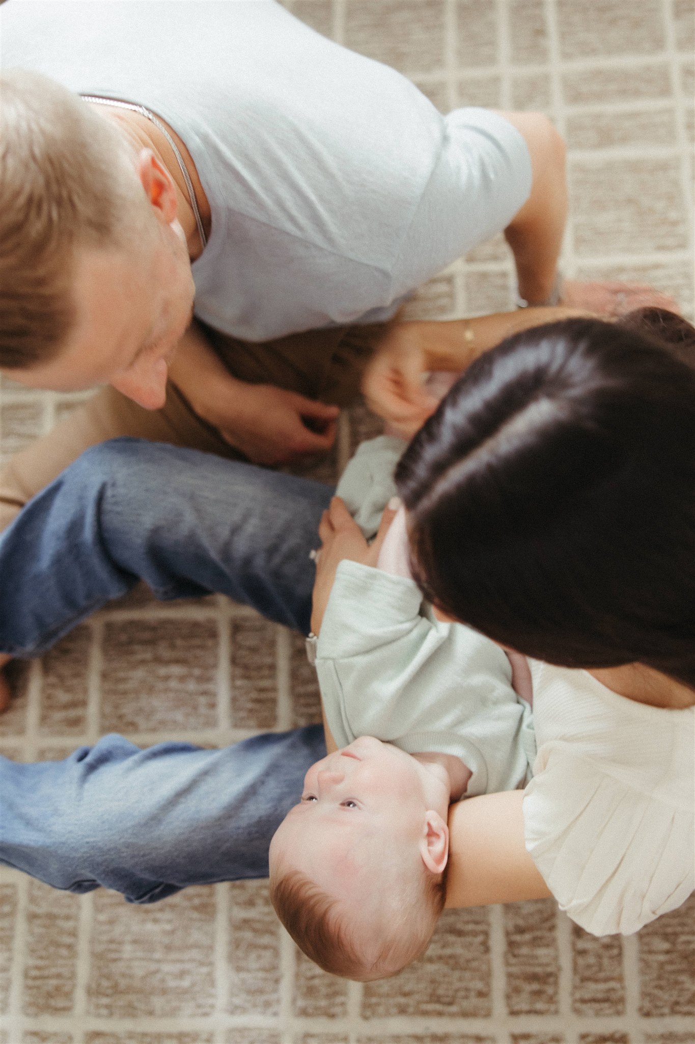 family poses during their in home family photoshoot