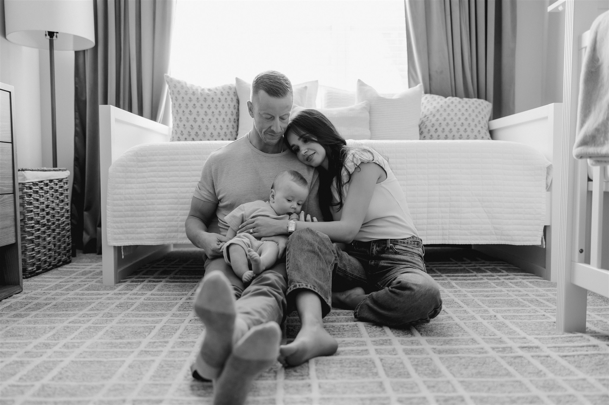 family poses during their in home family photoshoot