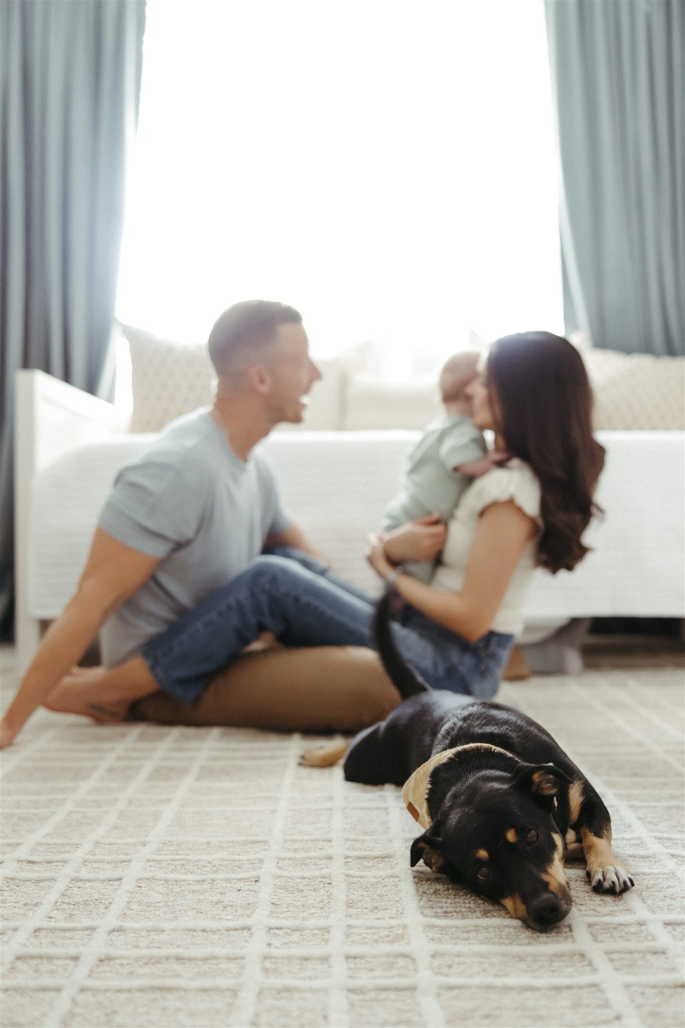 family poses during their in home family photoshoot