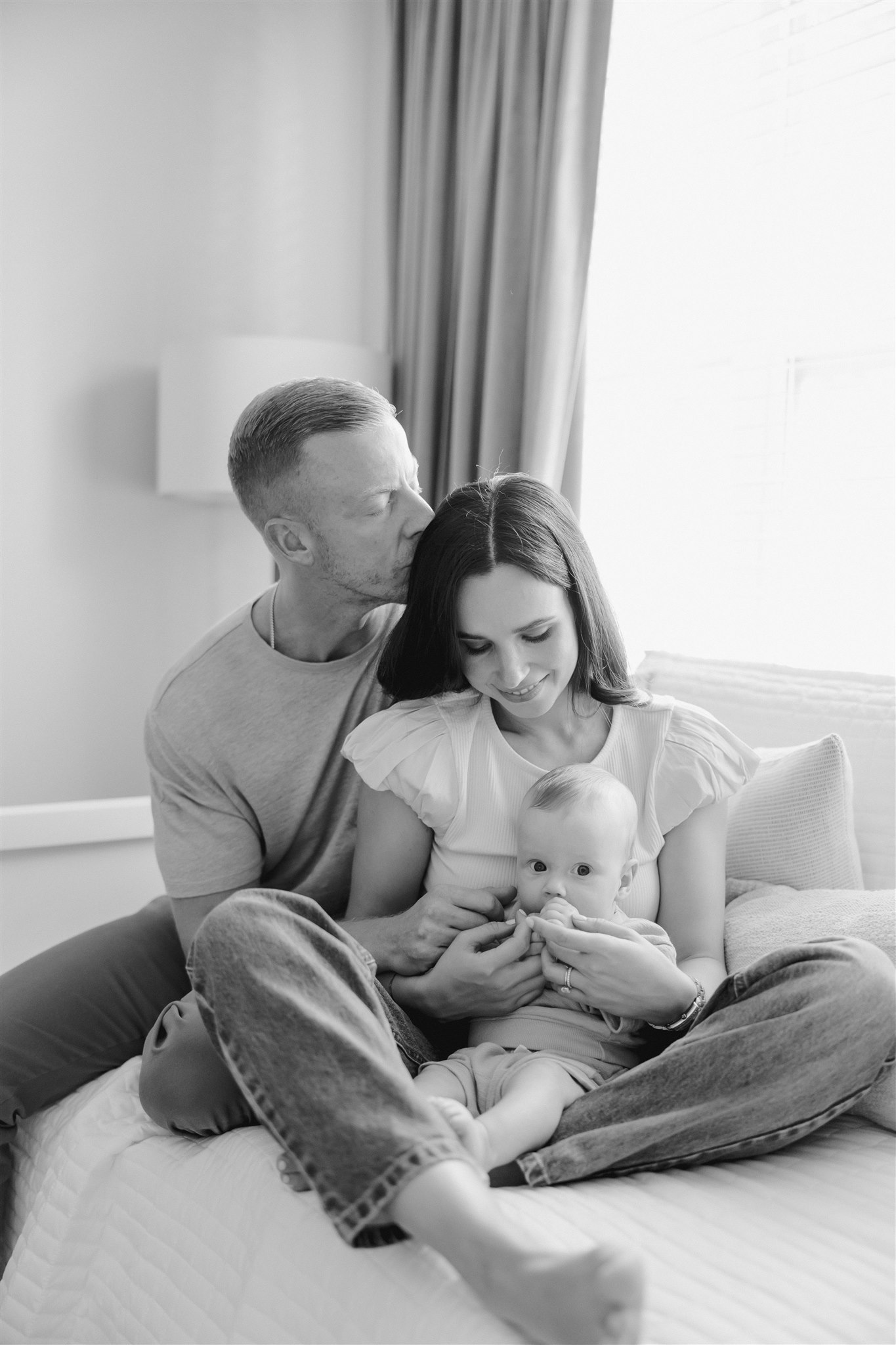 family poses during their in home family photoshoot